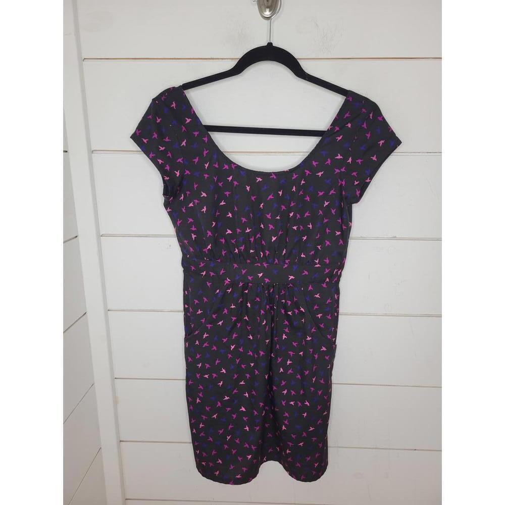 Charlotte Russe xs black with pink & purple birds mini dress